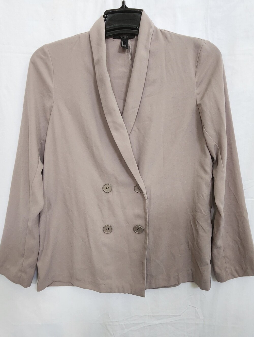 Light Taupe Double-Breasted Shawl Collar Blazer